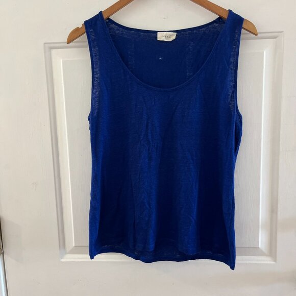 Poetry Blue Cobalt Simple Vest Linen Jersey Tank Top Sz 10 - Picture 2 of 8